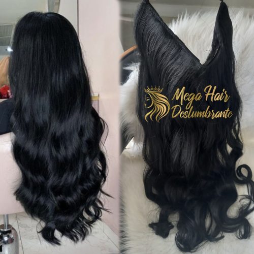 Aplique Preto Fio Invisível Ondulado